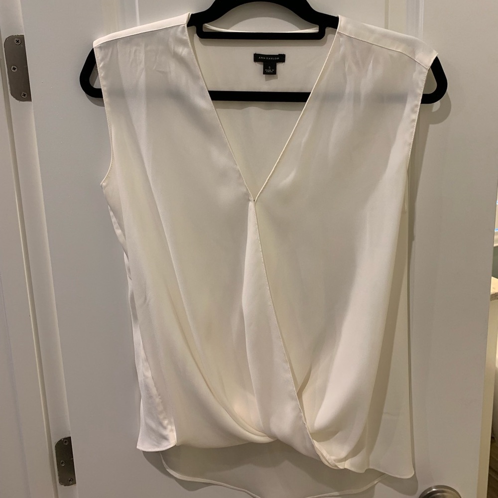 Ann Taylor ivory silk shell.